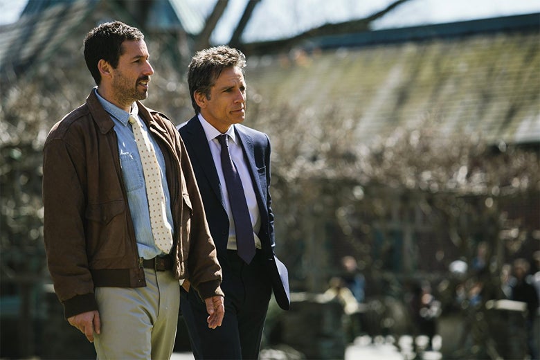 Adam Sandler and Ben Stiller in The Meyerowitz Stories.